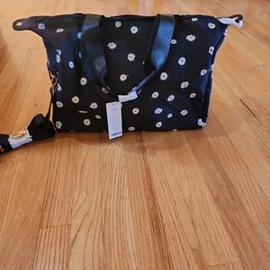 NEW Alice & Olivia Black Sunflower Overnight Tote Duffel Bag
